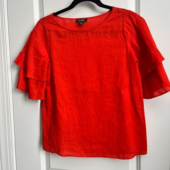 Ruffled sleeve linen top XS - Picture 4 of 8